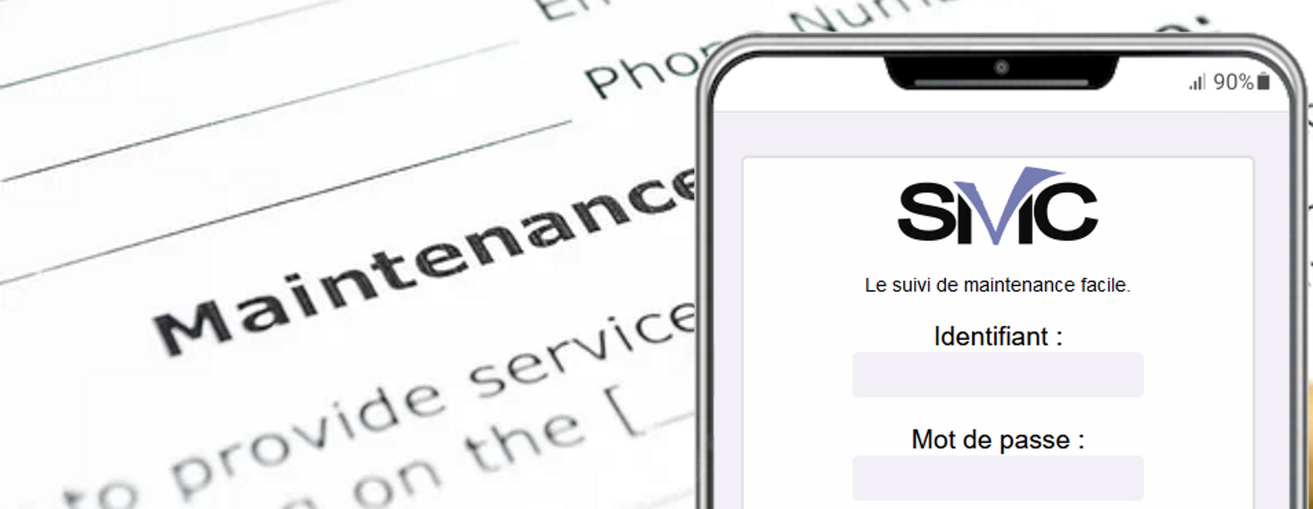 Illustration contrat de maintenance et smartphone